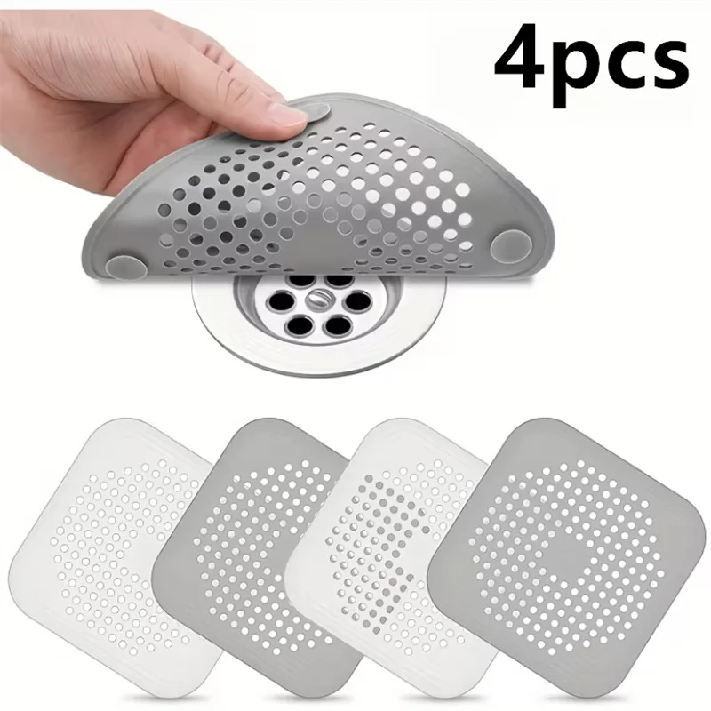 4pcs Random color silicone drainage filter screen for preventing blockage,suitable for kitchens,bathrooms and drainage filters.