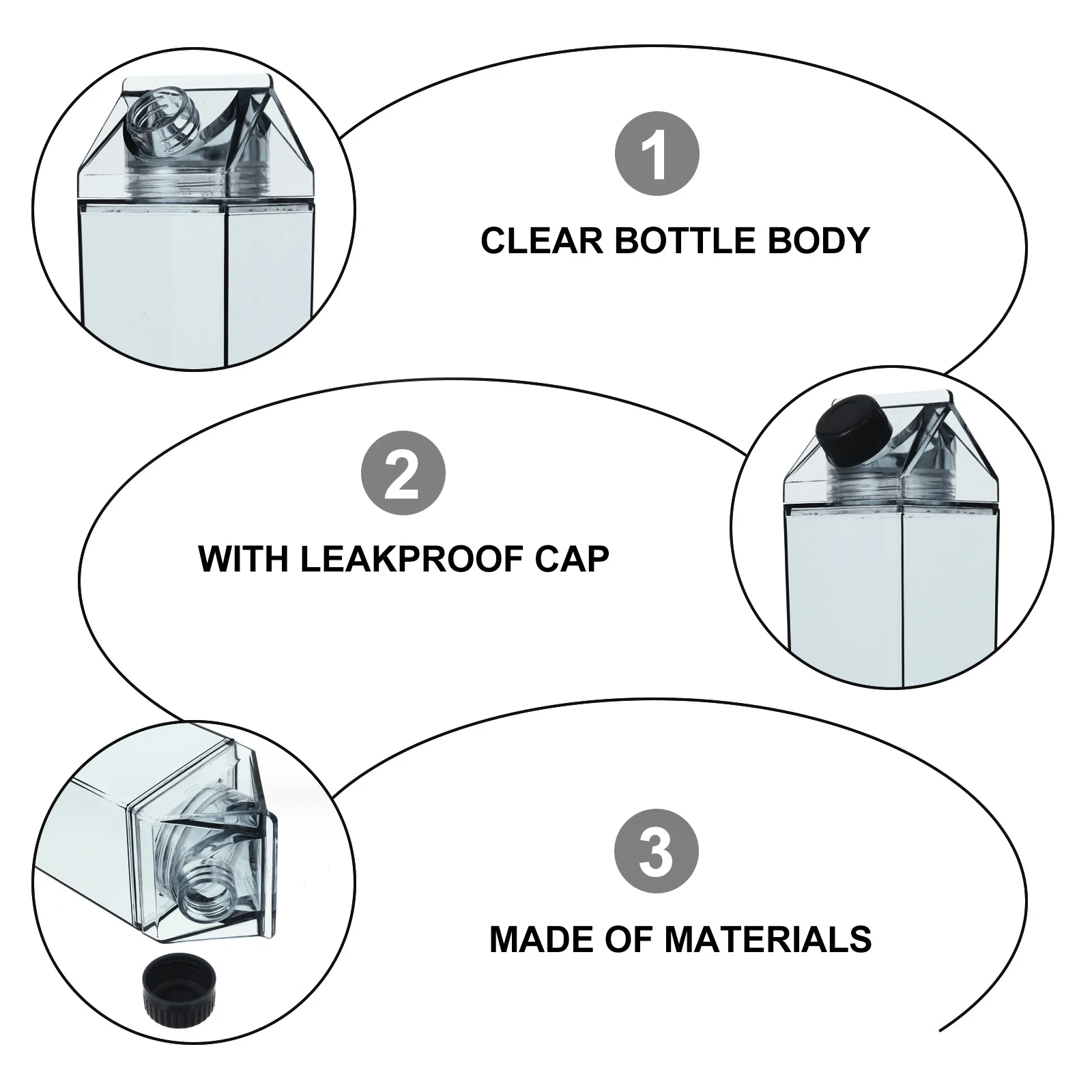 

1Pcs Reusable Drink Bottle Transparent 500ml Plastic Milk Container Leakproof Portable Travel Water Bottle Juice Container