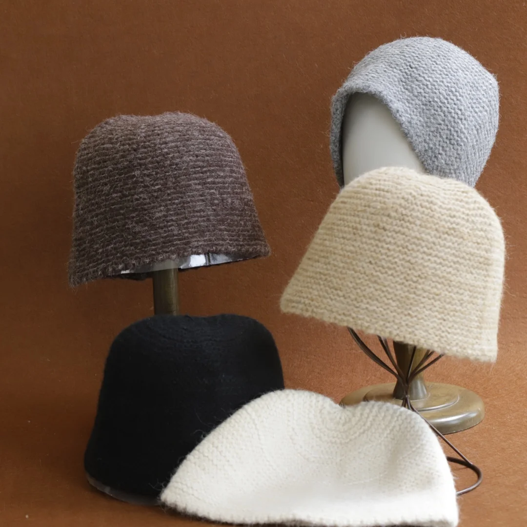 Neutral style docker cap cashmere knitted basin cap Autumn and Winter Thickened Warmth and Cold Protection Hat slouchy beanie