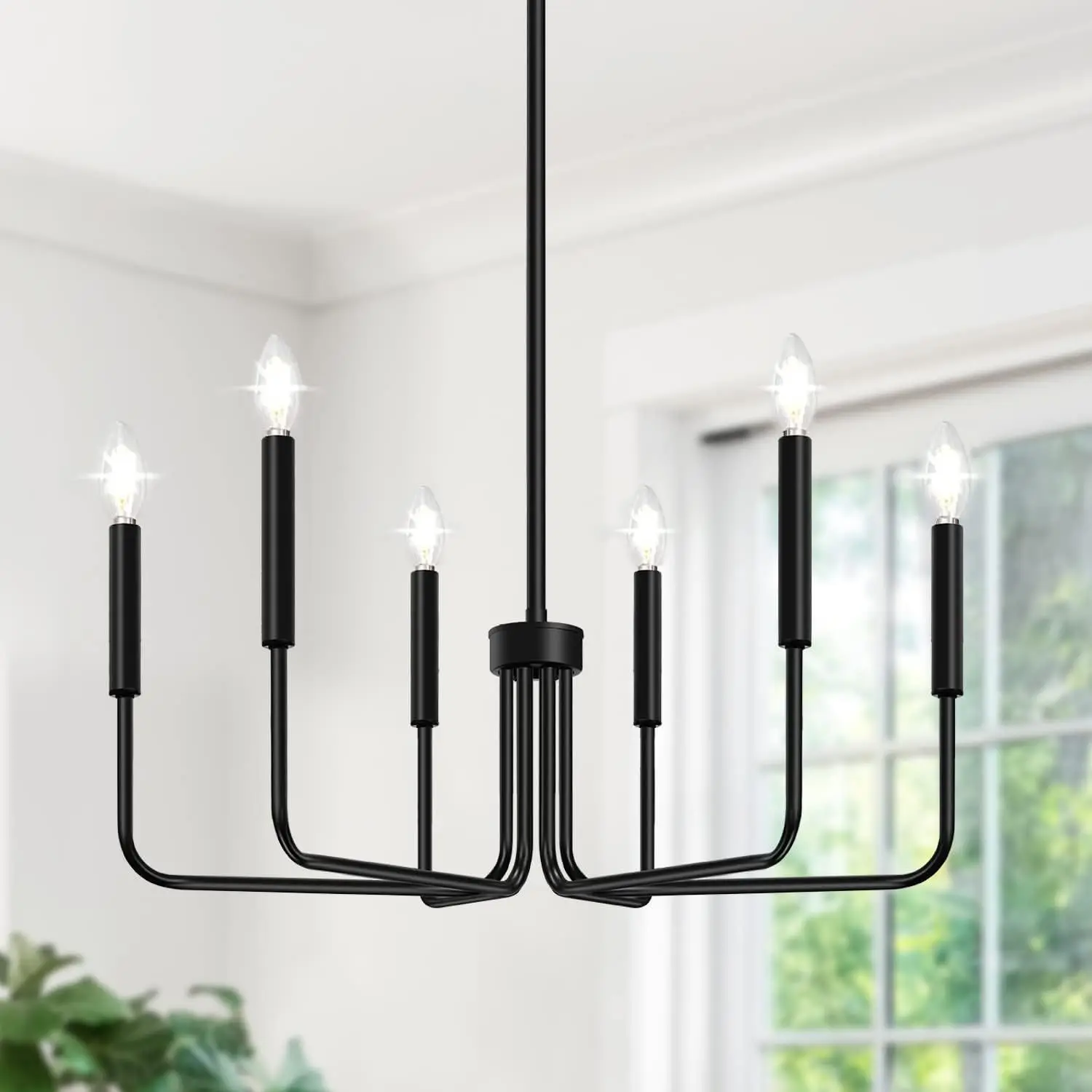 Retro 6 Heads Black Candle Chandelier for Living Room Bedroom Dining Room Decoration Country Loft Chandelier Light Fixtures