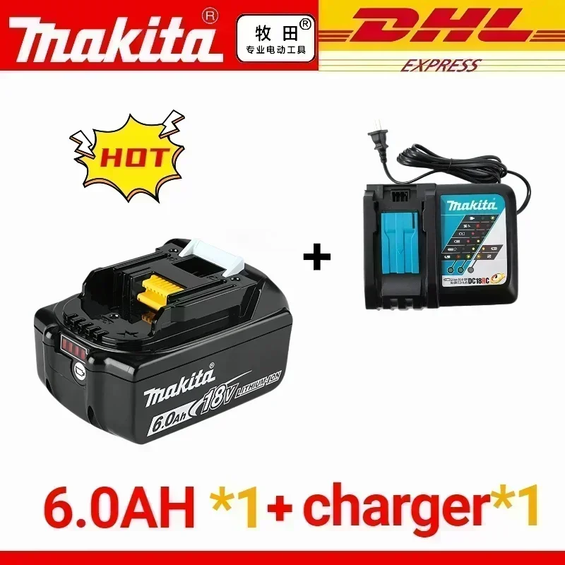 100% originele Makita-batterij, 6.0Ah 18V oplaadbare batterij voor DHP489 DGA404 DDF487 DTD173 DAS180 HR140D Makita 18V elektrisch gereedschap