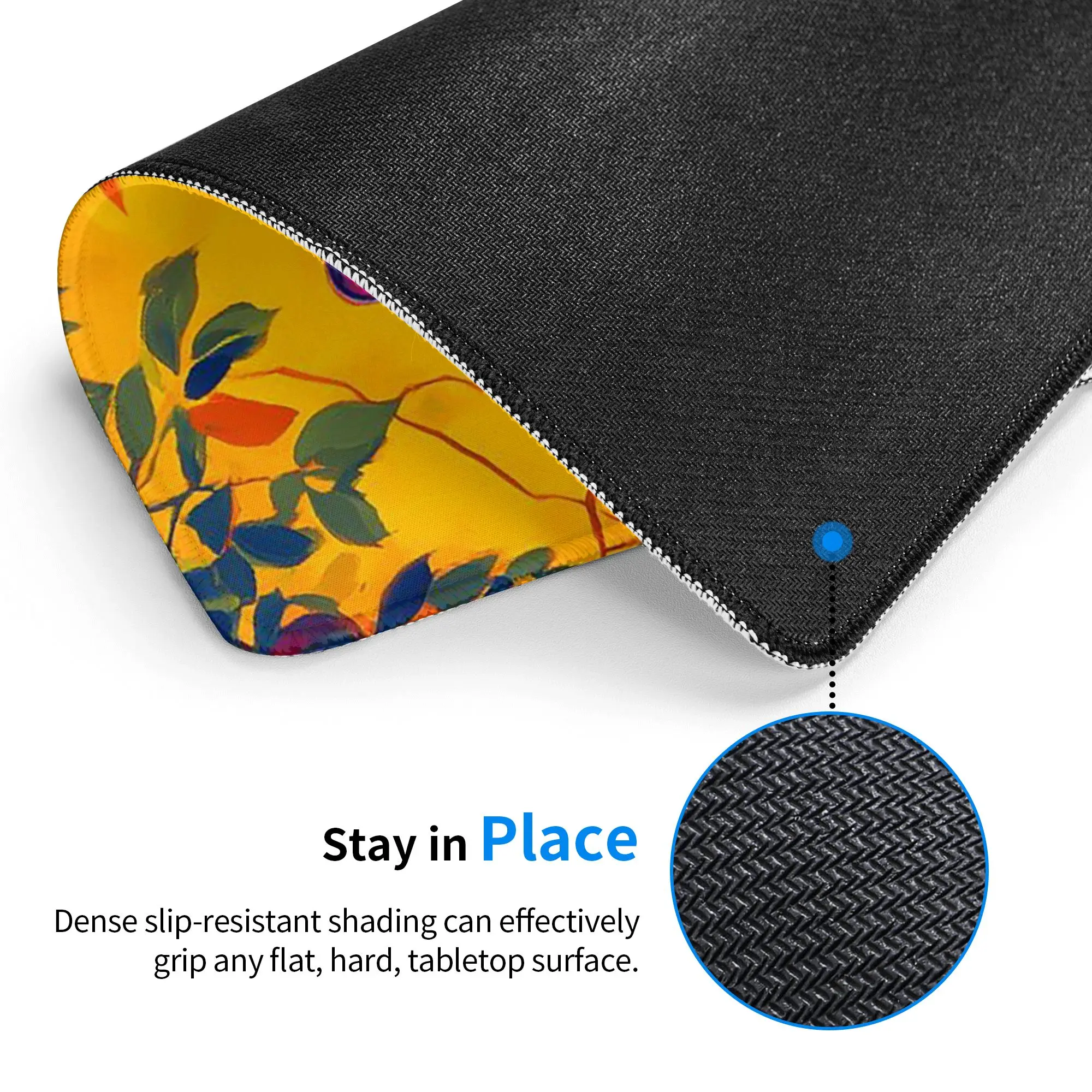 Colour Charming Black Cat And Floral Mouse Pad Computer Keyboard Mouse Mat Gaming PC Laptop Desk Mat Office Table Mats