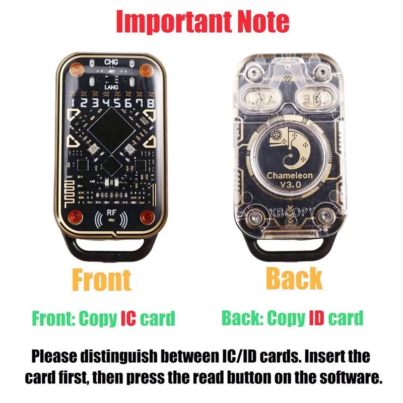ABFN-Chameleon V3.0 RFID Smart Chip Emulator Reader Duplicator 125Khz 13.56Mhz ID IC Smart Card Tag Copyer+ 2XUID Keychain