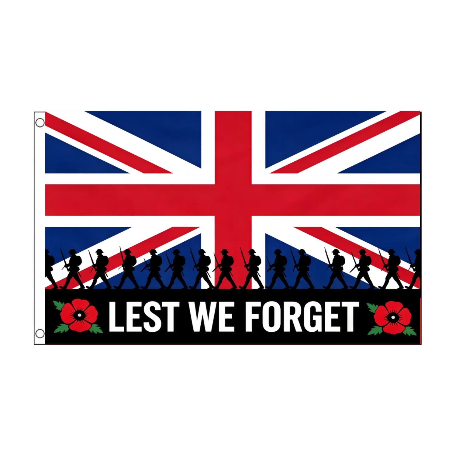 Lest We Forget Poppy Flag 2x3ft 3x5FT British Remembrance Banner Polyester Indoor Outdoor Memorial Home Yard Decor