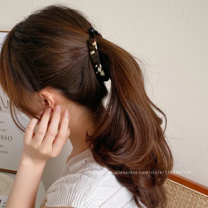 Anti slip banana clip with low hair volume vertical clip~Korean FRANCE chocolate brown ponytail clip~Twisted hair clip