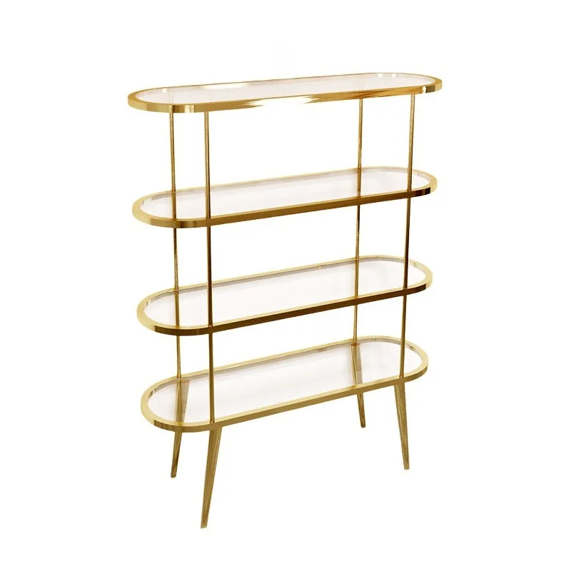 shoe store shoe display rack, stainless steel titanium floor shelf, clothing store jewelry ornament bag display rack