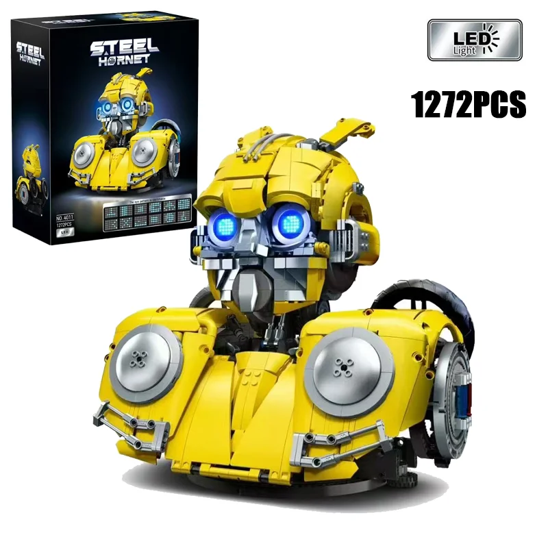 1272PCS Or 1469PCS Creative Steel Hornet Mecha Skeleton Model Building Blocks With LED Light Construction Bricks Toy Gift