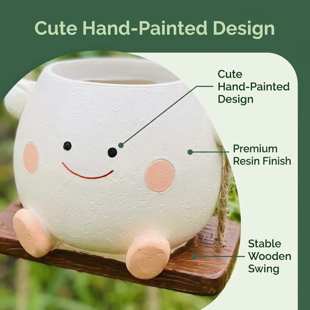 New Cute Succulent Swing Flower Pot Creative Home Personalized Planter Craft Outdoor Garden Decor Hanging Ornament Art
