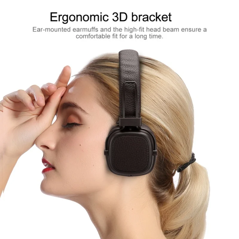 Wireless Bluetooth Headset Long Battery Life Ergonomic On Ear Headphones With 3.5mm Interface(Brown )