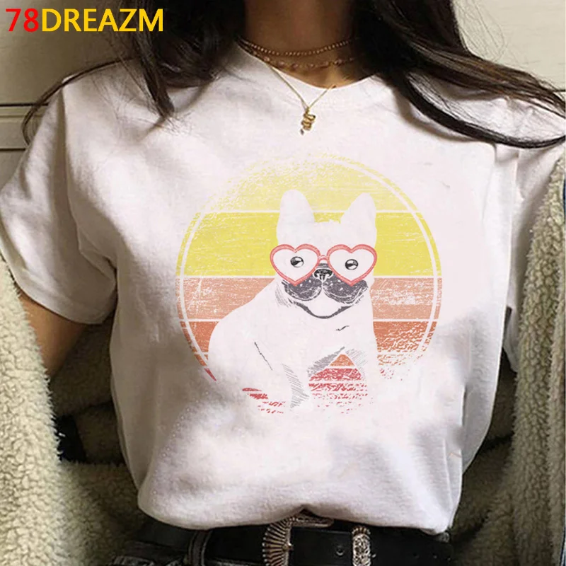 

French Bulldog tshirt t shirt women japanese casual aesthetic crop top t-shirt harajuku vintage