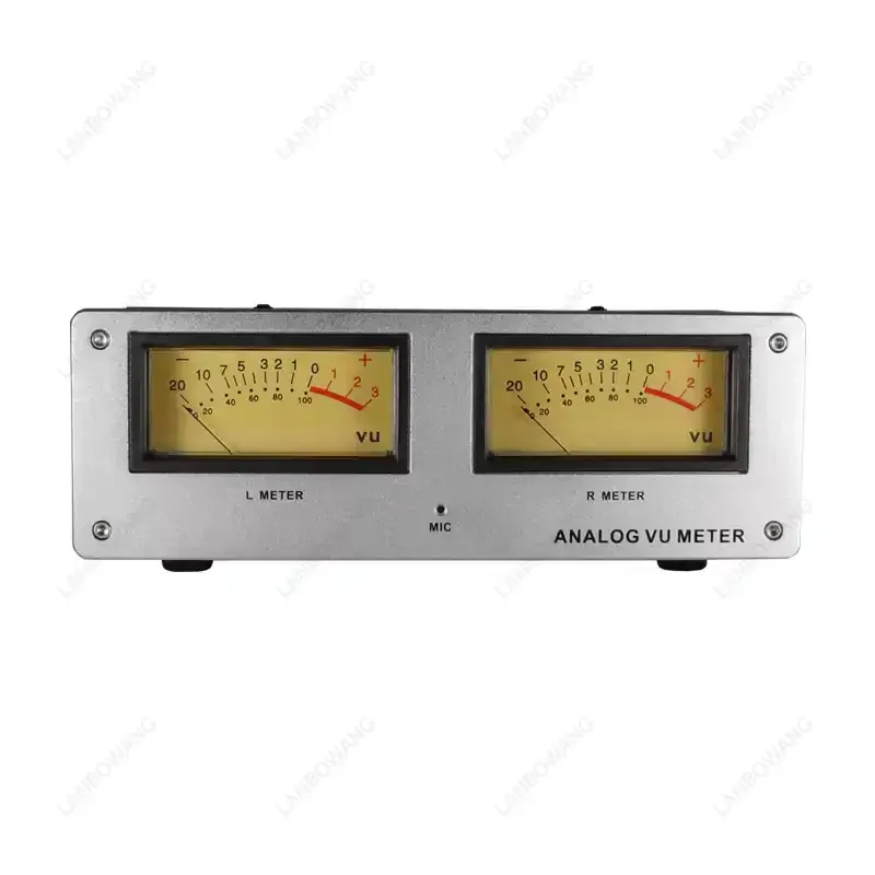 Voice Controlled Square VU Level Meter Finished Unit Aluminum Alloy Panel Warm LED Backlight Wiring Free Audio Signal Indicator