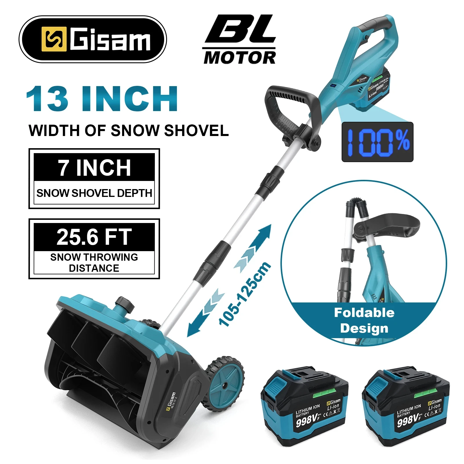 G perfil 13 Zoll bürstenloser elektrischer Schneepflug Schneekehrmaschine Akku-Sauberes Straßenhof-Elektrowerkzeug für Makita 18 V Akku-Pin