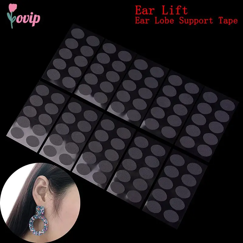 Bande de support de lobe d'oreille de levage d'oreille invisible, patchs d'oreille, étirés parfaits, corrigés, boucles d'oreilles, bande de support de lobe, 100 pièces, 10 feuilles