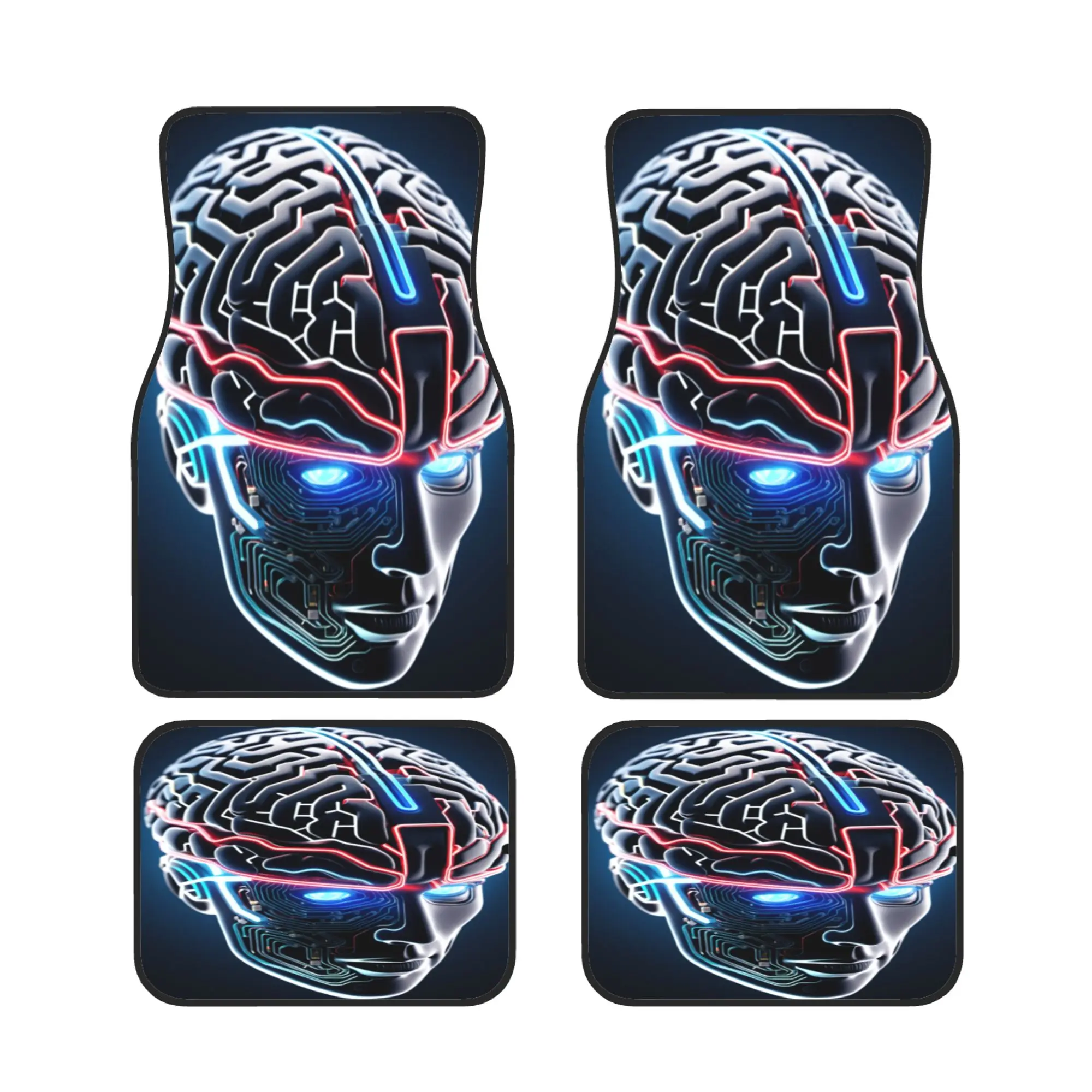 

4pcs Sci-Fi Style Brain Pattern Design Fashionable Car Interior Mats, Durable And Easy To Clean, Suitable For Most Models Of Sed