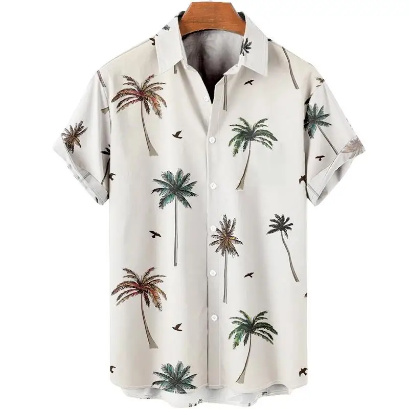 New 3D Oversized Geometric Print Hawaiian Shirt Summer Beach Casual Men's Short-sleeved Top Comfortable Chinese Style