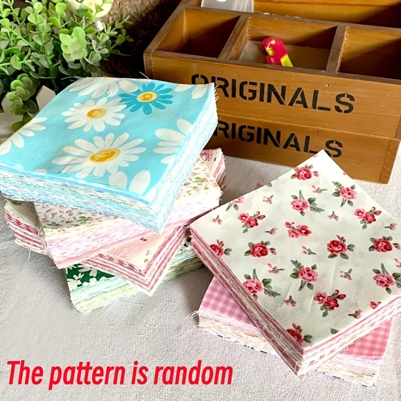 100pcs 10*10cm/3.9*3.9in Twill Pastoral Flowers And Plants Series Hundred Quilt DIY Patchwork