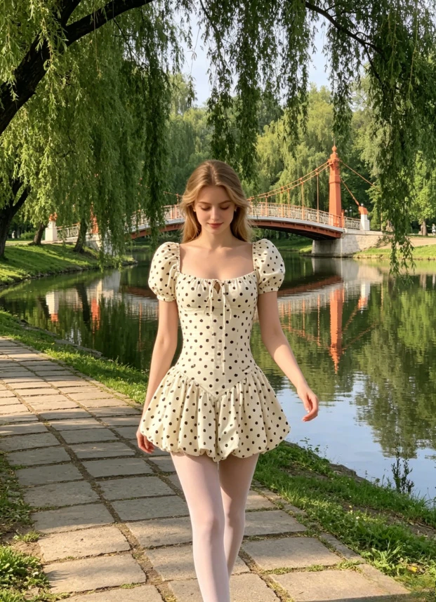 

Sweet and Cute Dot Tie Backdress Women's Short-sleeved Dresses Spring Summer Slimming Girls Flower A Line Casual Short Dress