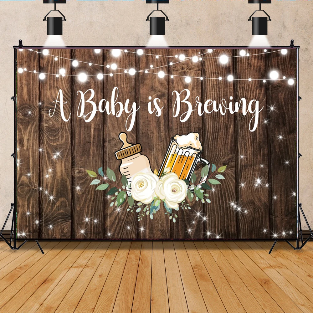 Laeacco Baby Shower Decoration Backdrop a Baby is Brewing Boy Or Girl Gender Reveal Party Background Photocall Studio Props