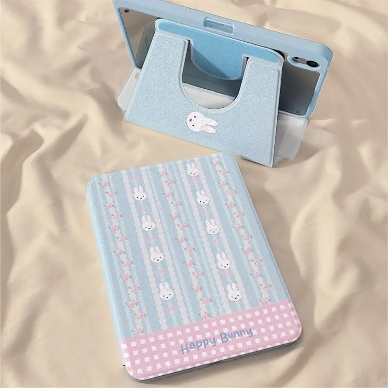 

New Kawaii Rabbit IPad 11 Tablet Protective Case 10/9th Air7 Pro Tablet Case 720 Degree Rotation with Pen Slot Girls Gifts Toys