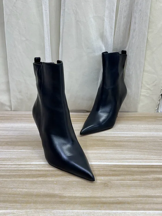 

Leather Pointed Toe Thin Heel ort Boots Versatile Faionable New Sle Daily Profional Women's Boots Ele Aosphere