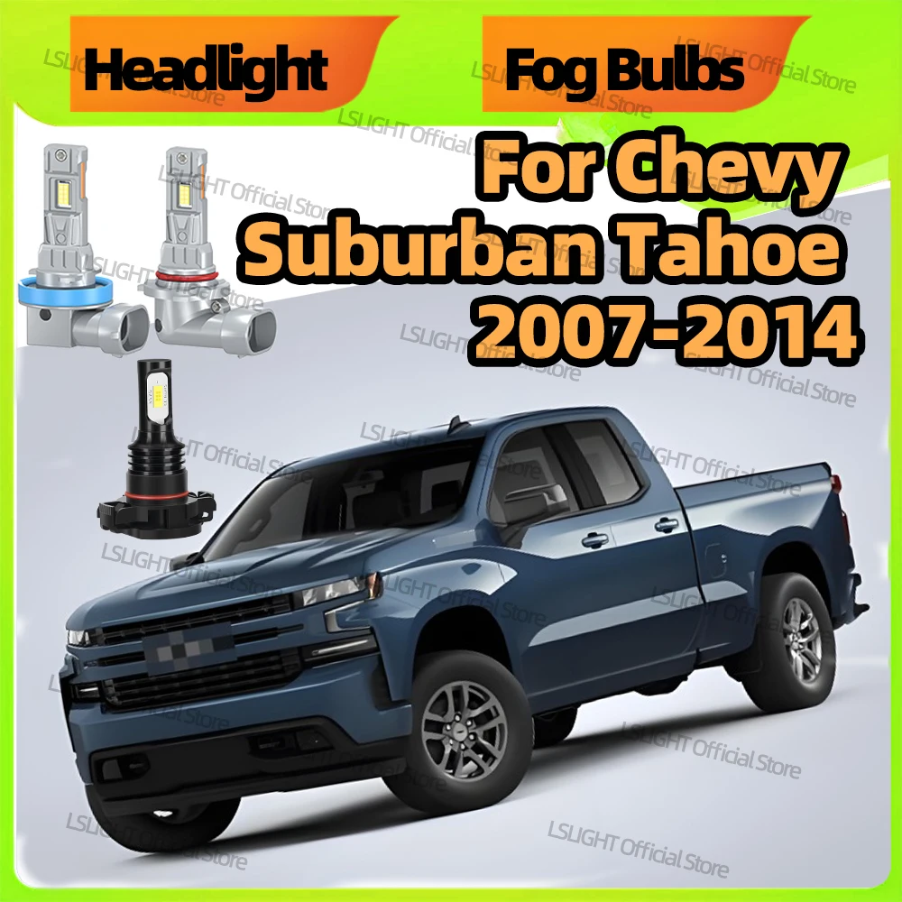 2/6x CSP 3570 LED Headlamp 6000K Fog Bulb For Chevy Suburban Tahoe 2007 2008 2009 2010 2011 2012 2013 2014 High Low Beam 28000LM