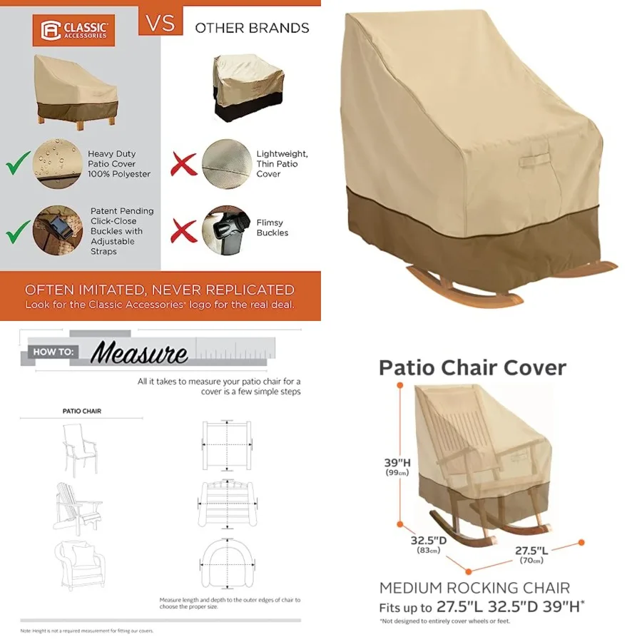

Veranda Water-Resistant 27.5 Inch Rocking Chair Cover, Patio Furniture Covers