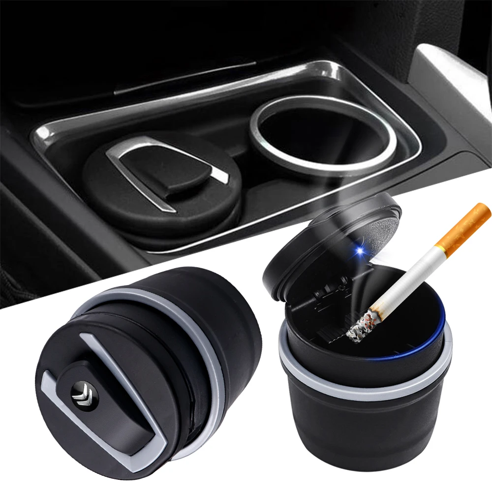 1pc voiture cendrier lumière LED portable voiture Laguna ette arrangcendrier tasse pour cristaux en C4L VTS C-ELYSEE C3-XR DS C1 C2 C3 Saxo