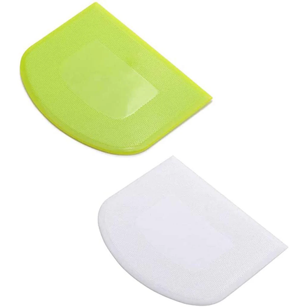 2 Pieces Dough Scraper Bowl Scraper Food-Safe Plastic Dough Cutter Flexible Plastic Scraper Practical Bench Scraper