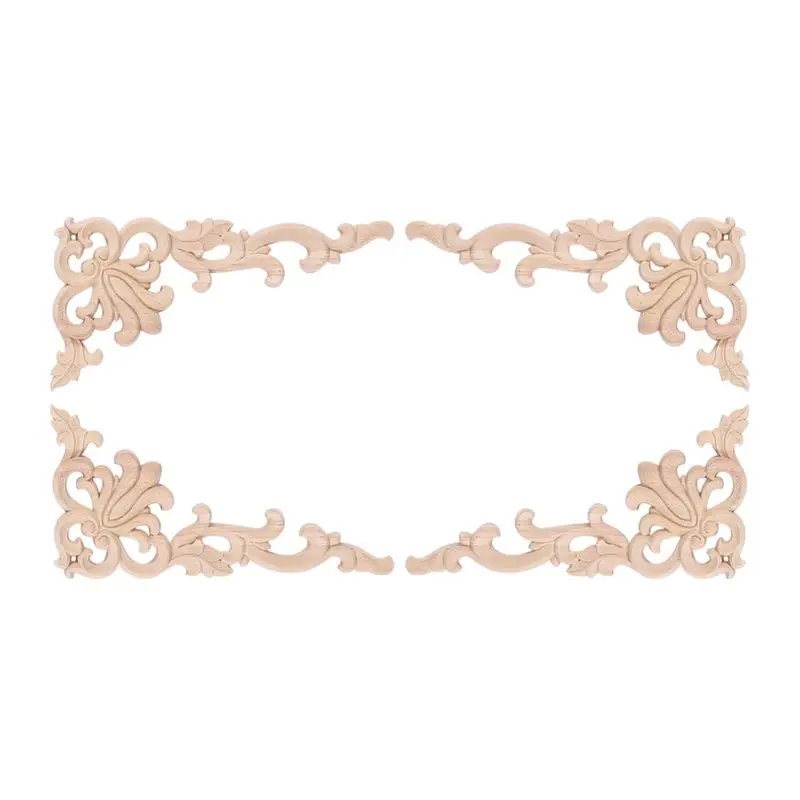 HLZS-16Pcs European Floral Craft Furniture Decorative Carved Applique Wood Modern Wall Frame Corner Door
