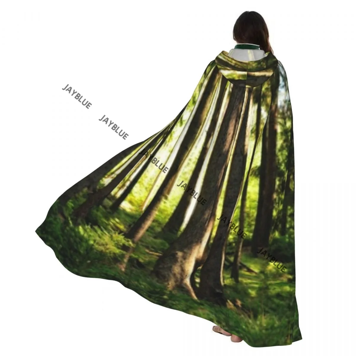 

Двусторонний плащ унисекс с капюшоном для взрослых вампиров, накидка, лесное солнце и лучи света