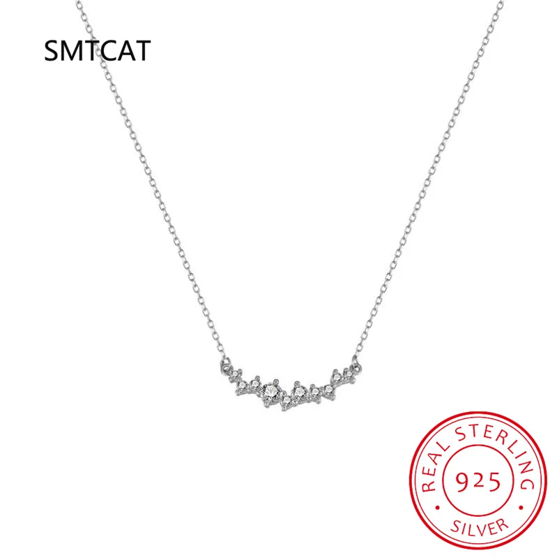 0.9ct 100% Real Moissanite Necklace Brilliant Diamond Smile Pendant Necklace for Women Girls Wedding Party Gift Jewelry view 4