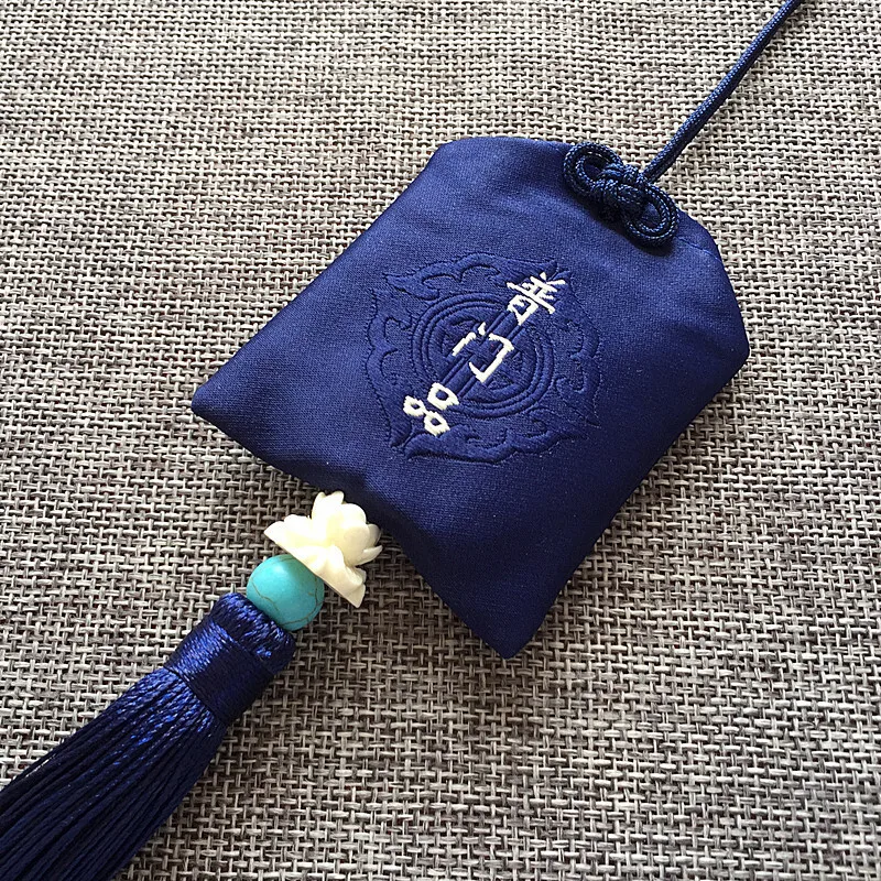 Shurangama Mantra Car Hanging Ornament Protection Bag Peace Amulet Bag Prayer Sachet With Tassel