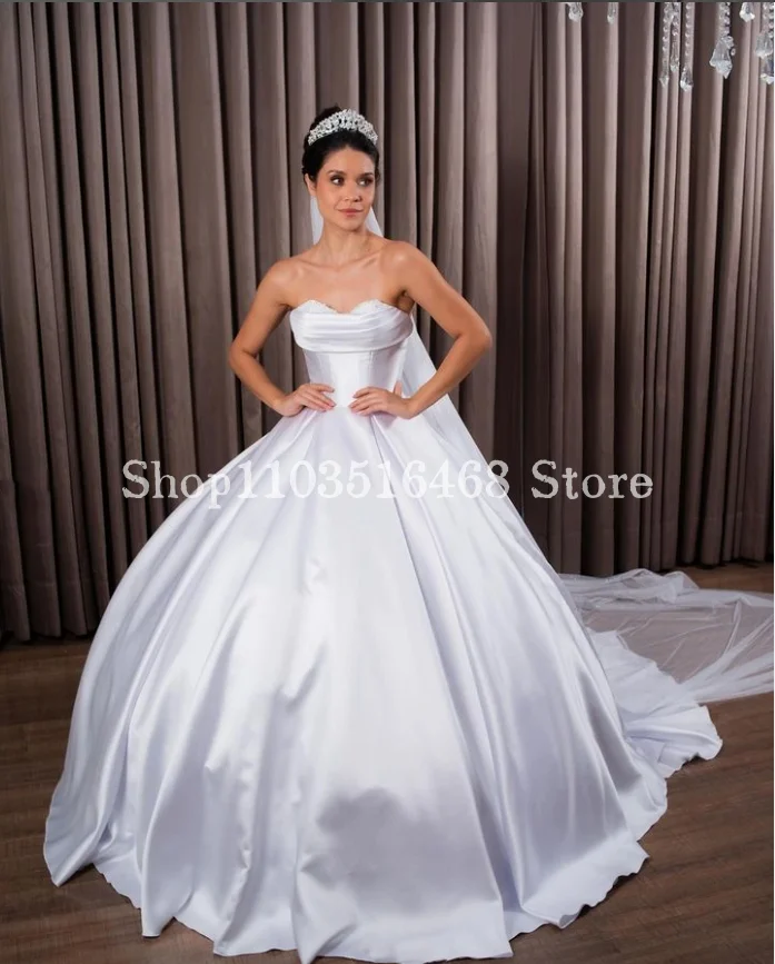 Sweetheart Bridal Gowns Satin Formal Wedding Dresses 2024 Ivory Corset Custom A-line Wedding Dresses For Woman