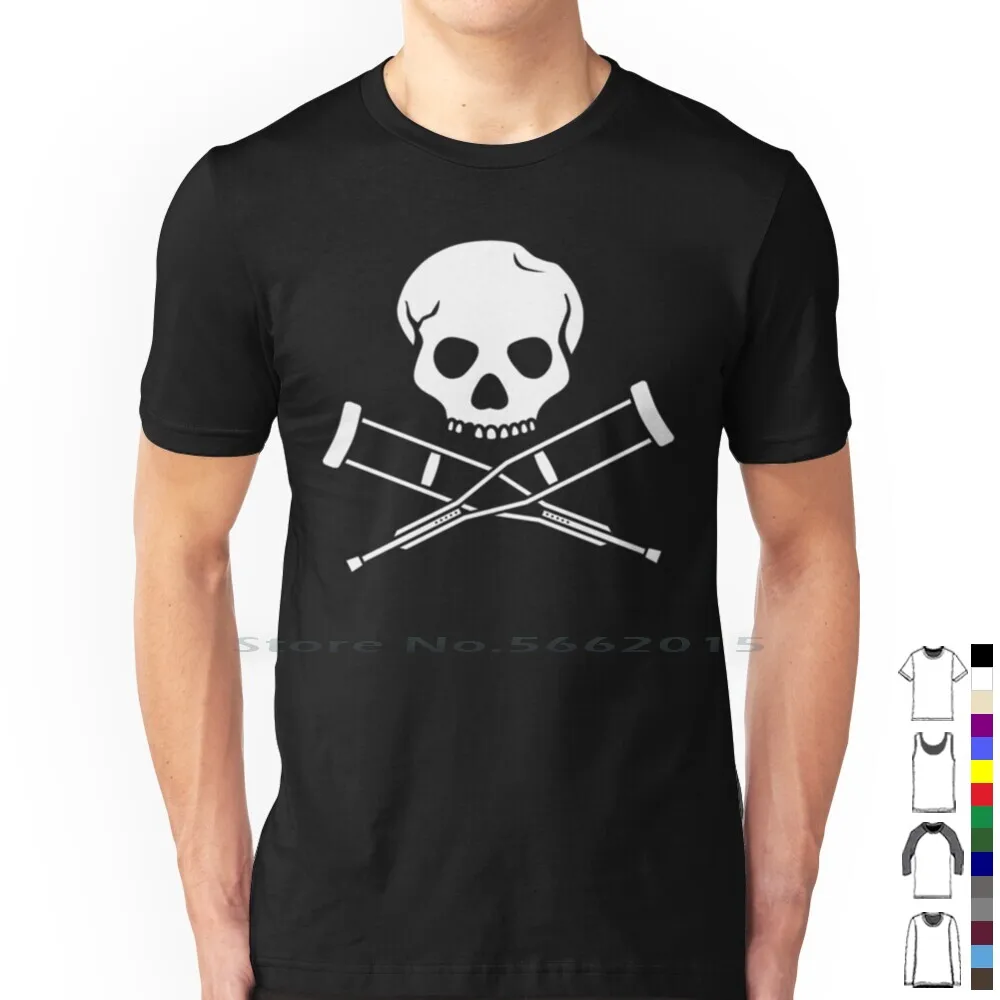 Cross Crutches And Skull ( White ) T Shirt 100% Cotton Jackass Funny Steve O Johnny Cky Bam Margera Ryan Dunn Viva La Bam Mtv