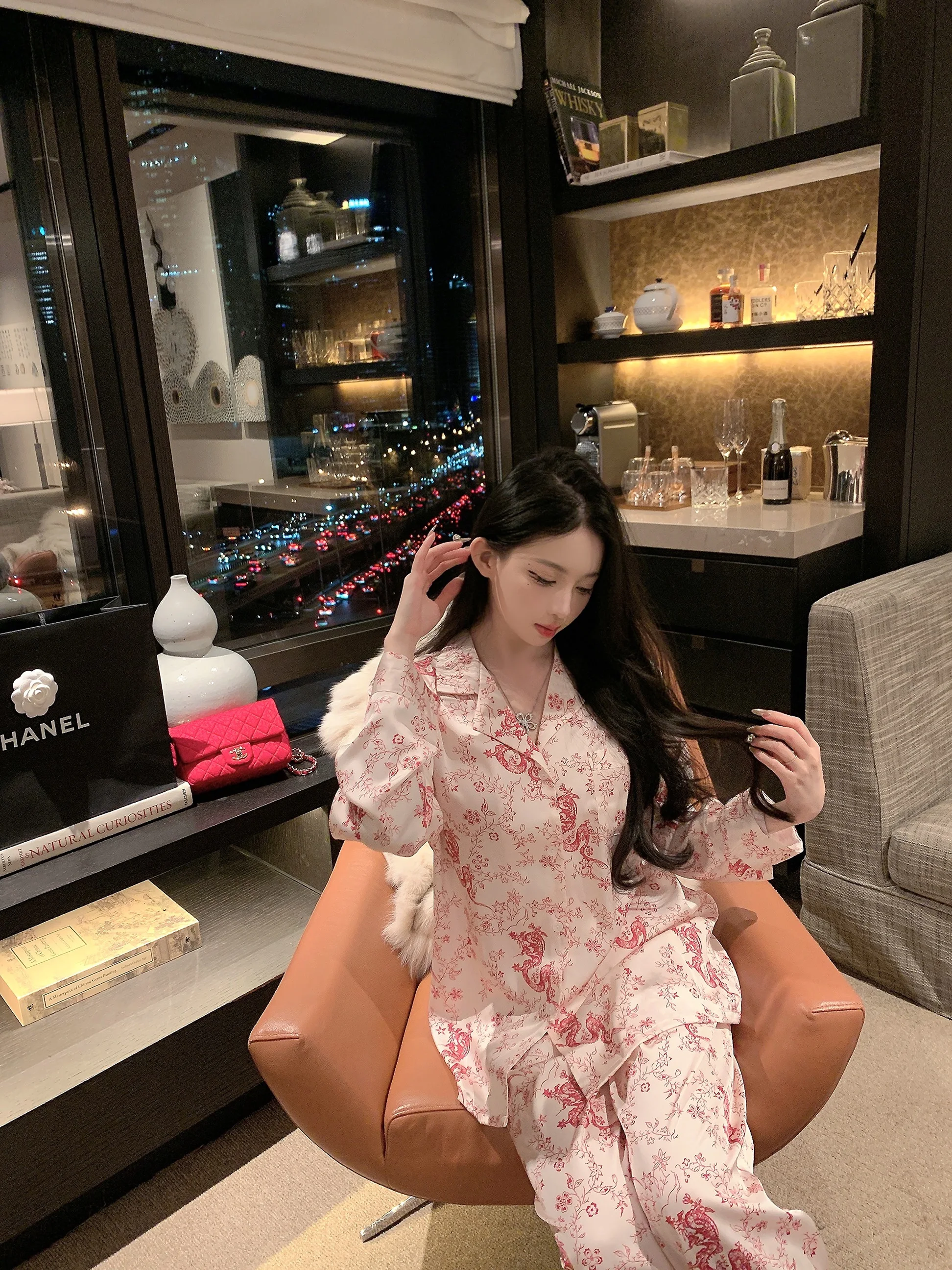 Chinese Style New Year's Red Ice Silk High-end Long-sleeved Pajamas Set Comfortable Casual Elegant Lady Loungewear 2025 Spring