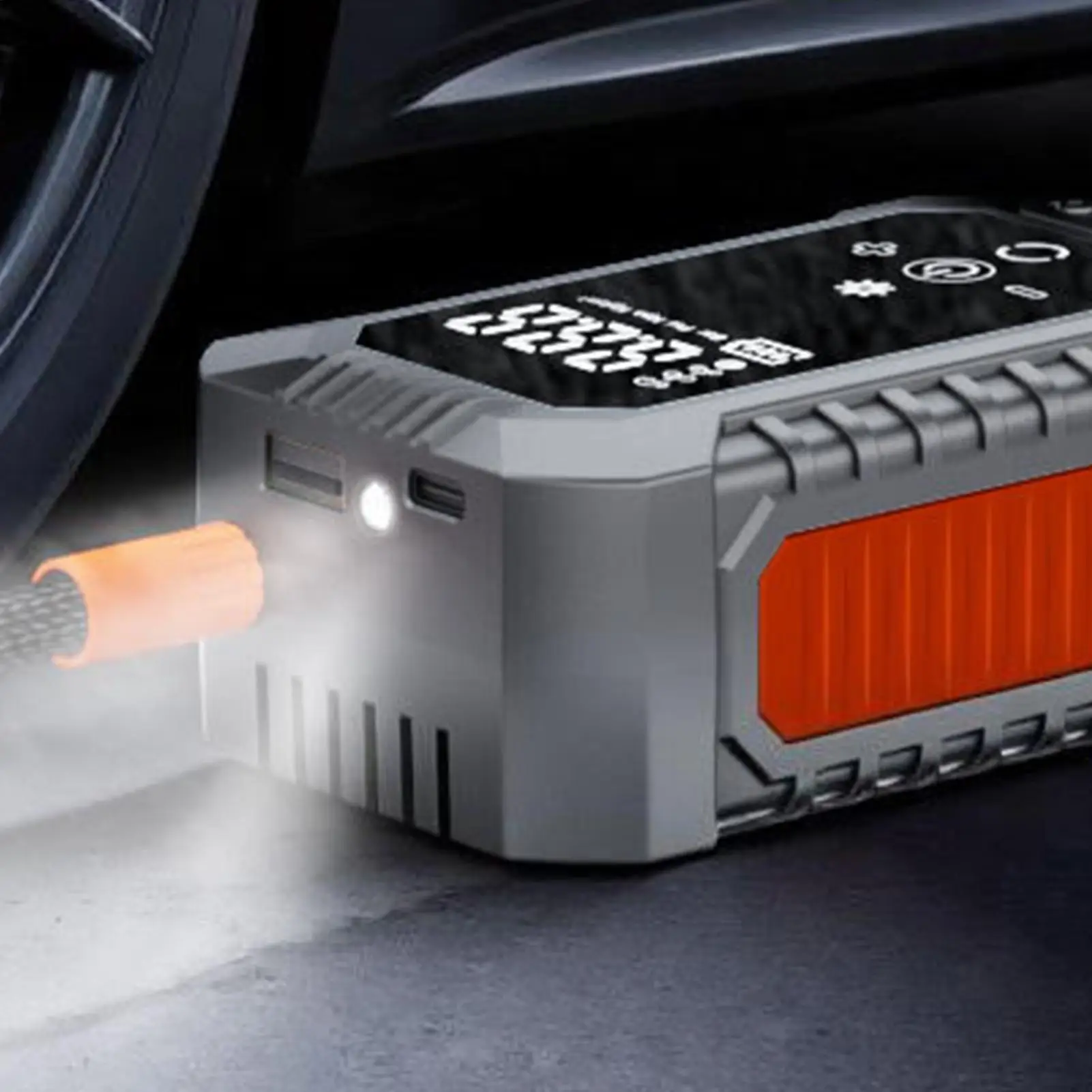 

Портативный автомобильный воздушный насос, беспроводной перезаряжаемый электрический насос с автоматическим отключением, интеллектуальный цифровой дисплей, небольшой компрессор