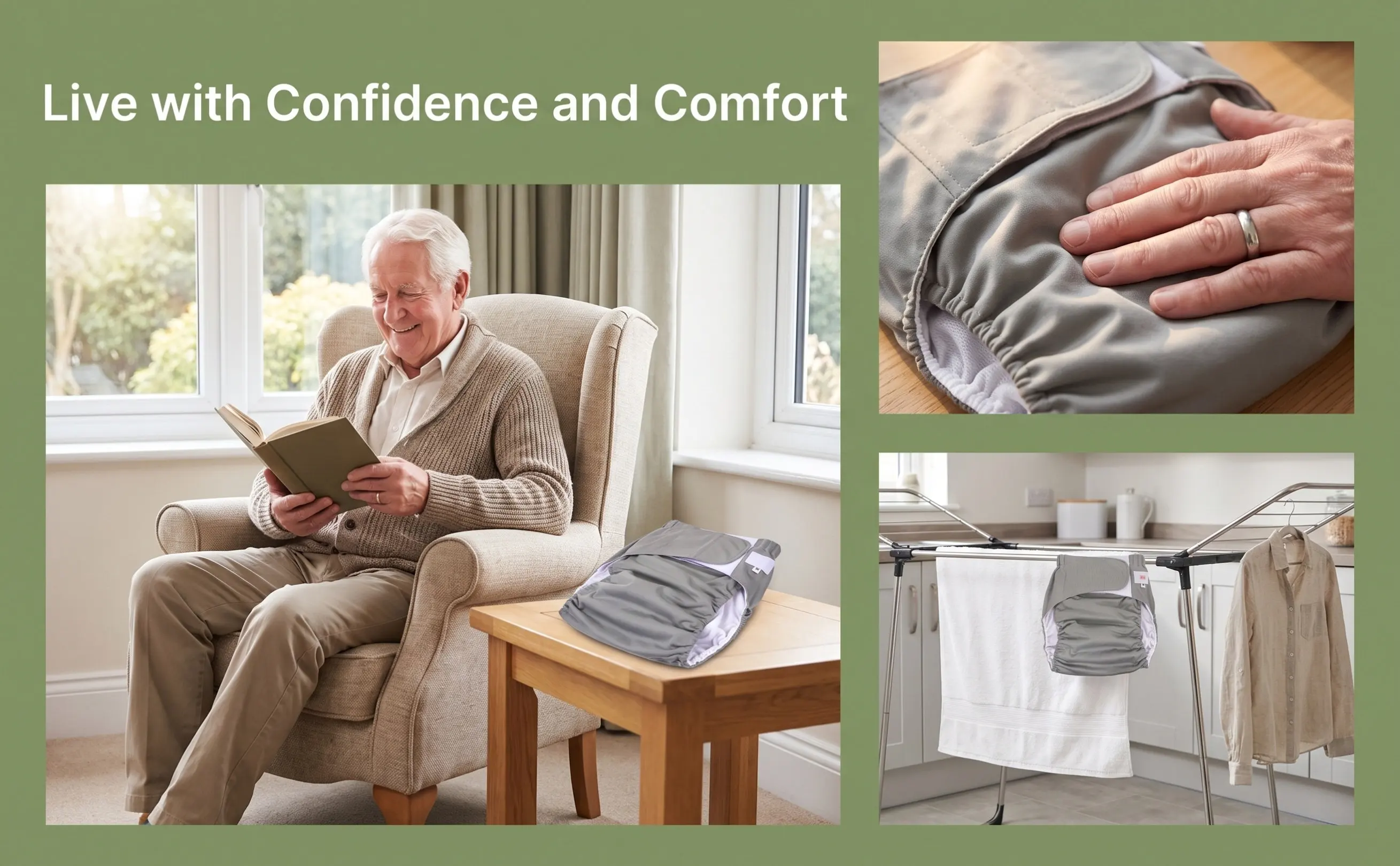 1Pcs Large Adult Reusable Washable Diaper Adjustable Leakproof for Old Man Disabled Postoperative Care Adult Old Man Diaper