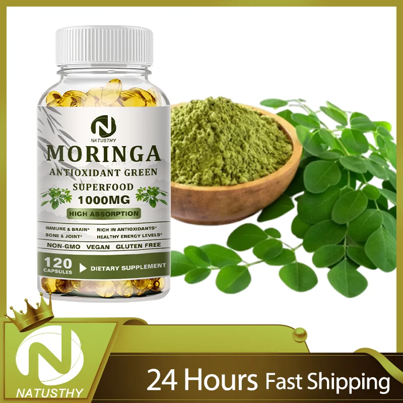 Moringa Organic 1000 mg - With Turmeric, Ginger, Black Pepper & Vitamin C - Immune, Skin, Gut, Antioxidant Support - Non-GMO