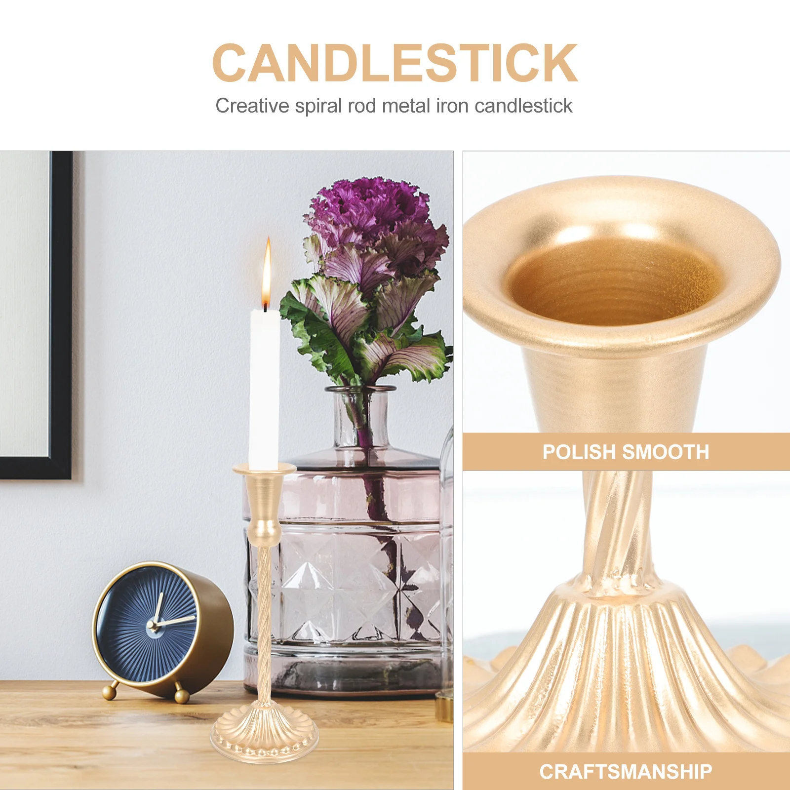 

Screw Rod Design Metal Stand Iron Candlestick Desktop Adornment Wedding Party Decor Screw Rod Design Stand