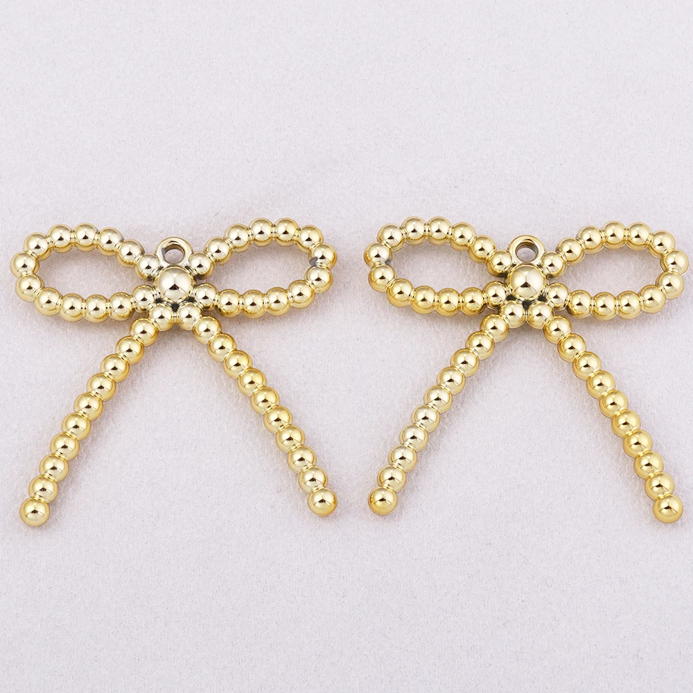 2Pcs Acrylic Bow Bead Charms for DIY Jewelry Making