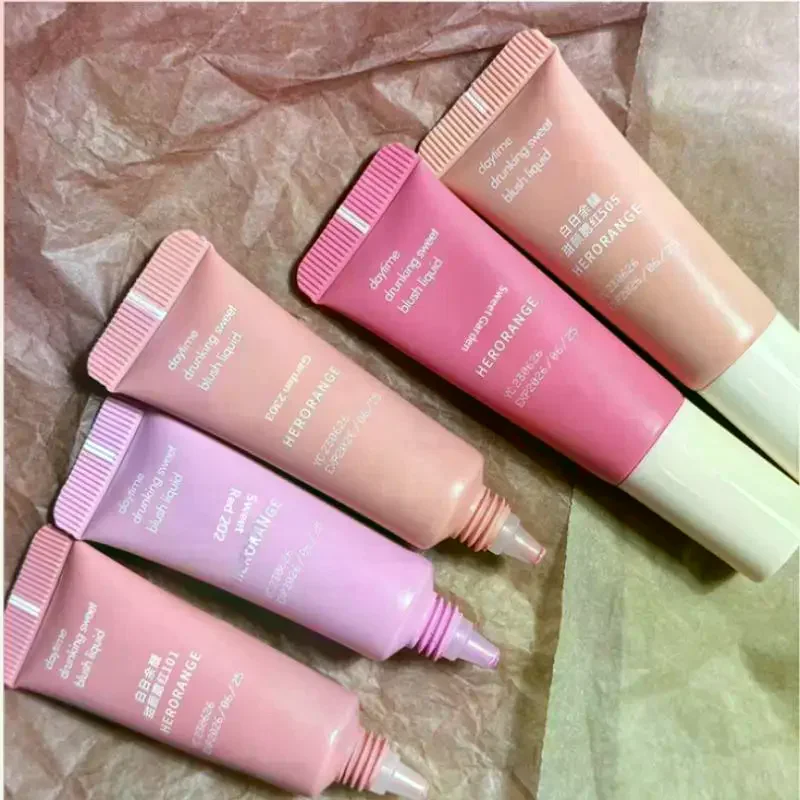 HERORANGE チークブラッシュピグメントチューブ 保湿チークブラッシュ コスメティック フェイスブラッシャー 長持ちリキッドブラッシュ ブライトニングメイク