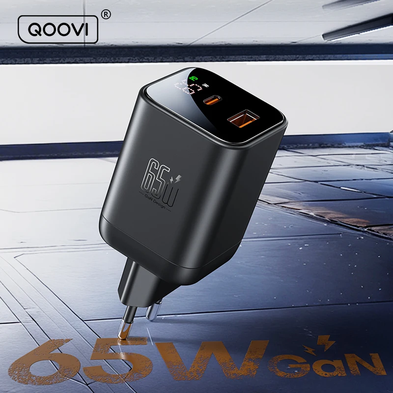 QOOVI GaN 65W Charger USB Type C Fast Charging Quick Charge 4.0 Adapter USB-C PPS Charger For iPhone Macbook Samsung Xiaomi ipad
