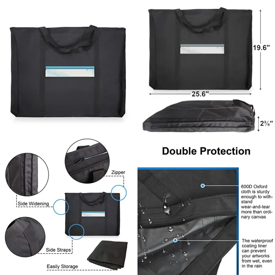 กระเป๋าใส่ผลงานศิลปะผ้าดักครอนน้ำหนักเบา ขนาด 19.6 นิ้ว x 25.6 นิ้ว สำหรับใส่ผลงานศิลปะขนาด 18 นิ้ว x 24 นิ้ว พร้อมสายสะพาย เหมาะสำหรับการพกพา