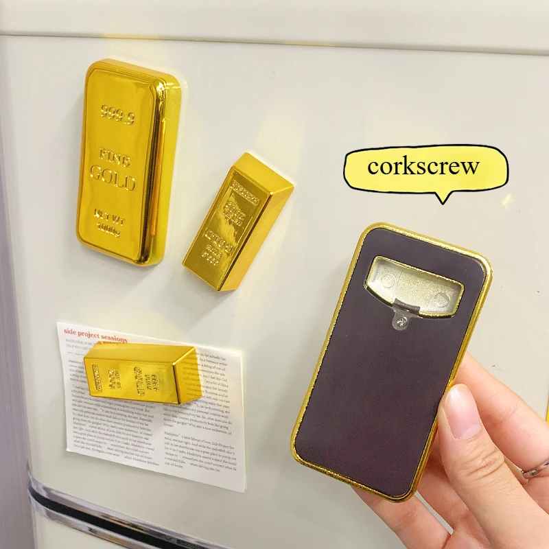 Gold Bar Refrigerator Magnet Personality Creative Creation Interesting 2024 New Beer Bottle Opener Opener Refrigerator Magnet