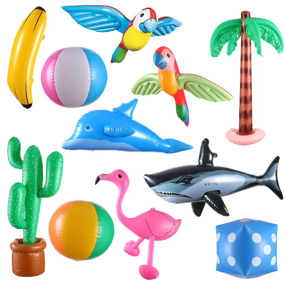 PVC Inflatable Balloon Toys Summer Swimming Pool Beach Hawaii Holiday Party Floating Toys Shark Flamingo Dolphin Palm Tree Balls