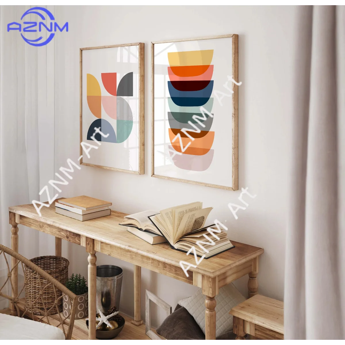 1/2Pcs Set of 2 Colorful Abstract Scandi  Art Prints