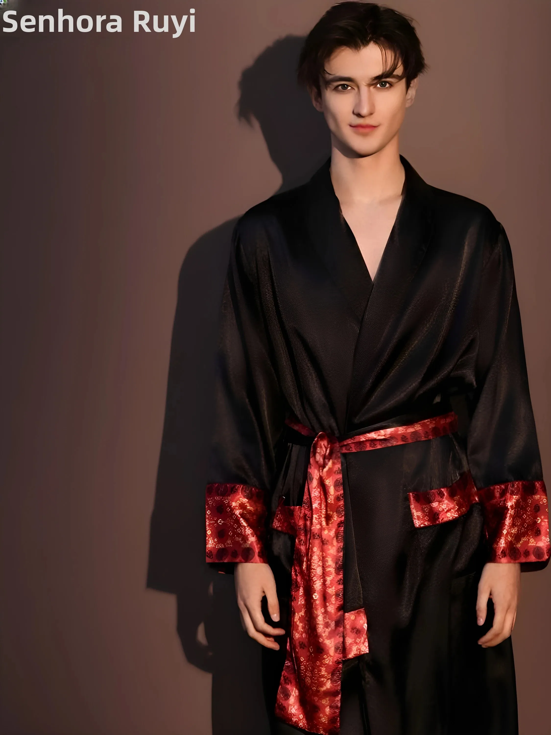robe-de-nuit-mi-longue-sexy-pour-homme-vetements-d'interieur-amples-au-toucher-soyeux-robe-de-chambre-une-piece-en-fibre-de-polyester-style-luxe-en-soie-glacee