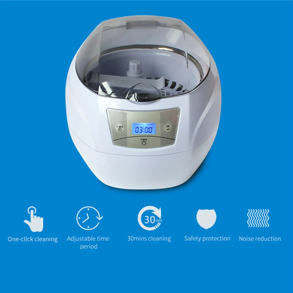 Ultrasonic Jewelry Cleaner Machine 750Ml 40 KHz Professional Cleaner Multi-Purpose for Jewelry Glasses Watches EU Plug