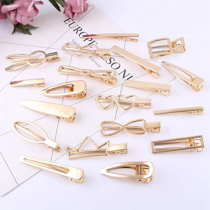100 Stück Kaninchenkrone Wassertropfen Gold Metall Haarspange Legierung Herz Alligator Haarnadel Haarspangen für DIY Kopfbedeckung Haarschmuck – Detail 2