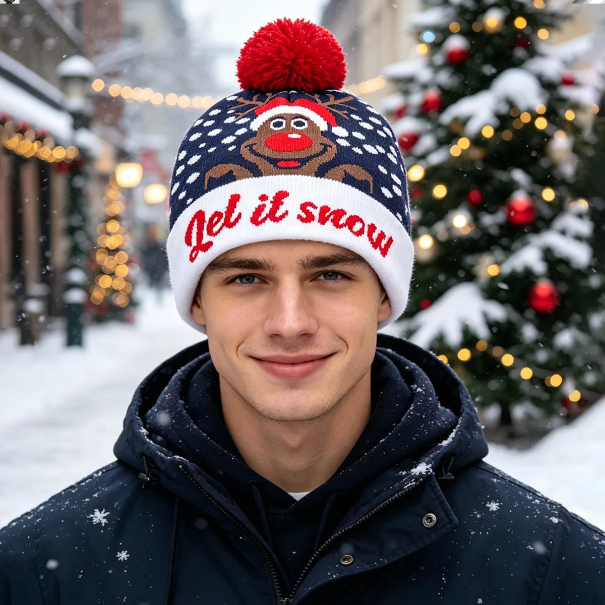 Creative Flashing Led Light Christmas Hat Snowman Winter Warm Color Knitted Cap Christmas Gift For New Year Xmas Party Decor